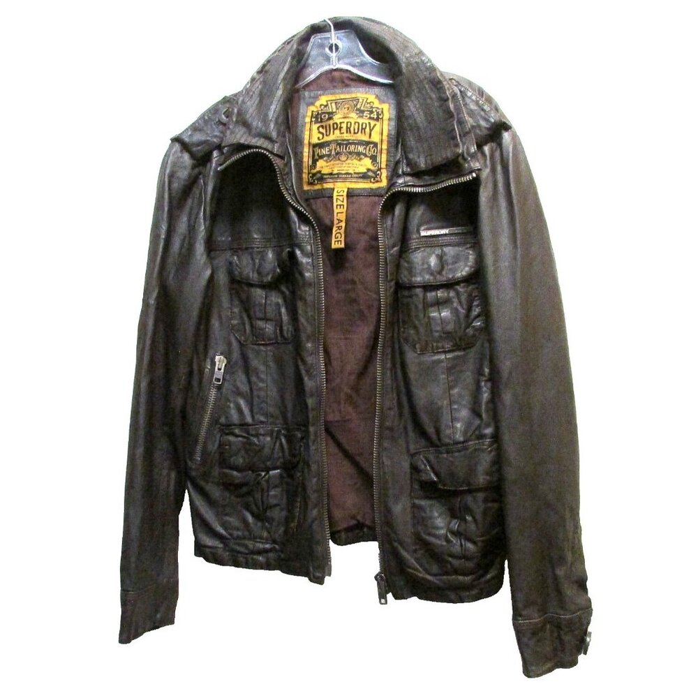 Superdry Dark Brown Leather Jacket